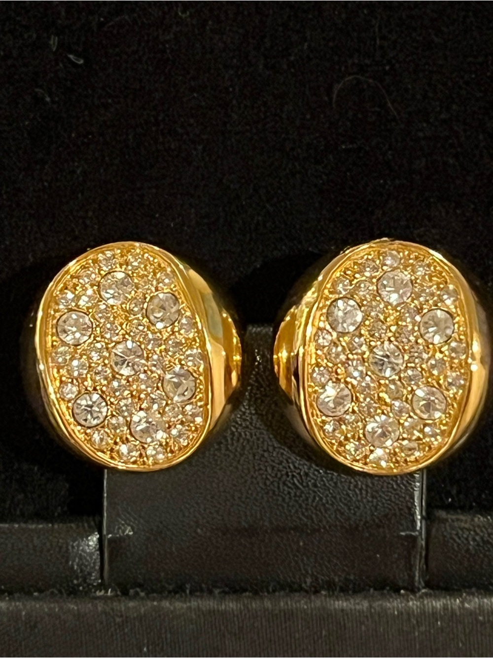 Christian Dior gold pave crystal clip-on earrings